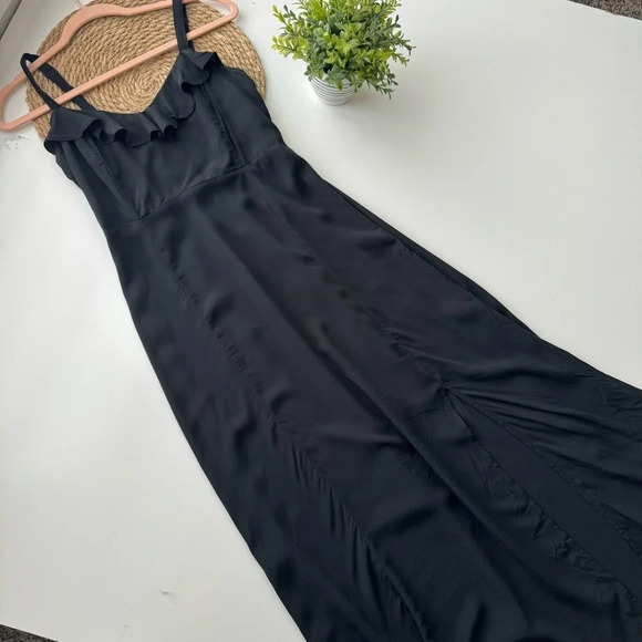 OLD NAVY Black Fit & Flare Ruffle-Trimmed Maxi Cami Dress Size Small - Picture 4 of 15